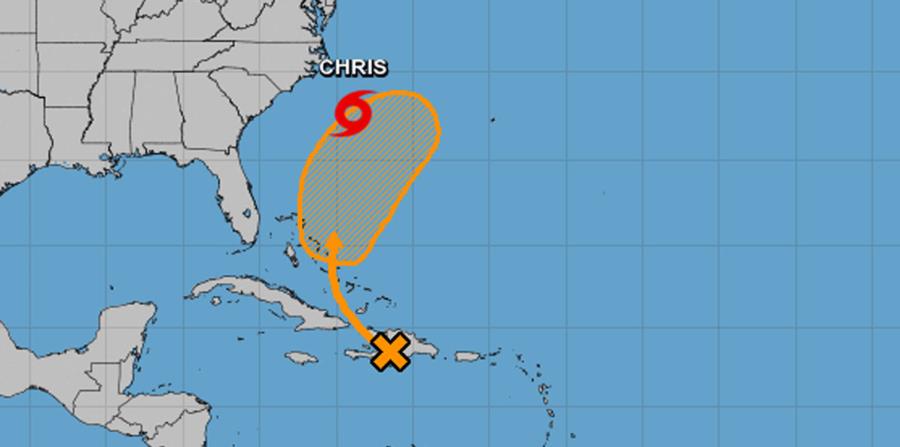 Gráfica de posible trayectoria de la onda tropical que afectó ayer a Puerto Rico y que tiene una posibilidad mediana de resurgir como el ciclón tropical Beryl. (Captura / NOAA) (horizontal-x3)