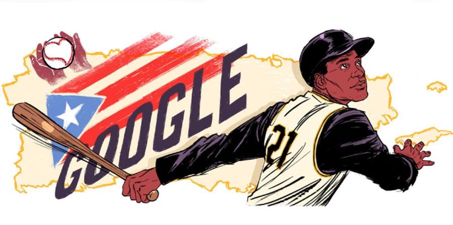 Imagen de Roberto Clemente creada por la artista peruana Roxie Vizcarra. (Captura / Google) (horizontal-x3)