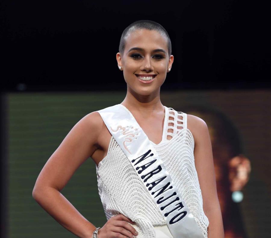 Miss Naranjito, Sabrina Rodríguez, participa en el certamen de este año con su cabeza rapada “en solidaridad a los pacientes de cáncer”. (semisquare-x3)
