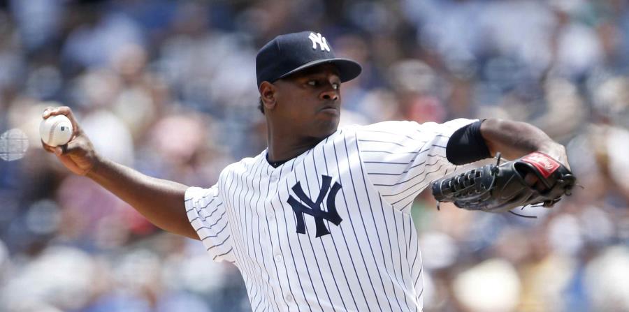 Luis Severino, lanzador de los Yankees, dominó la ofensiva de los Rays. (AP) (horizontal-x3)