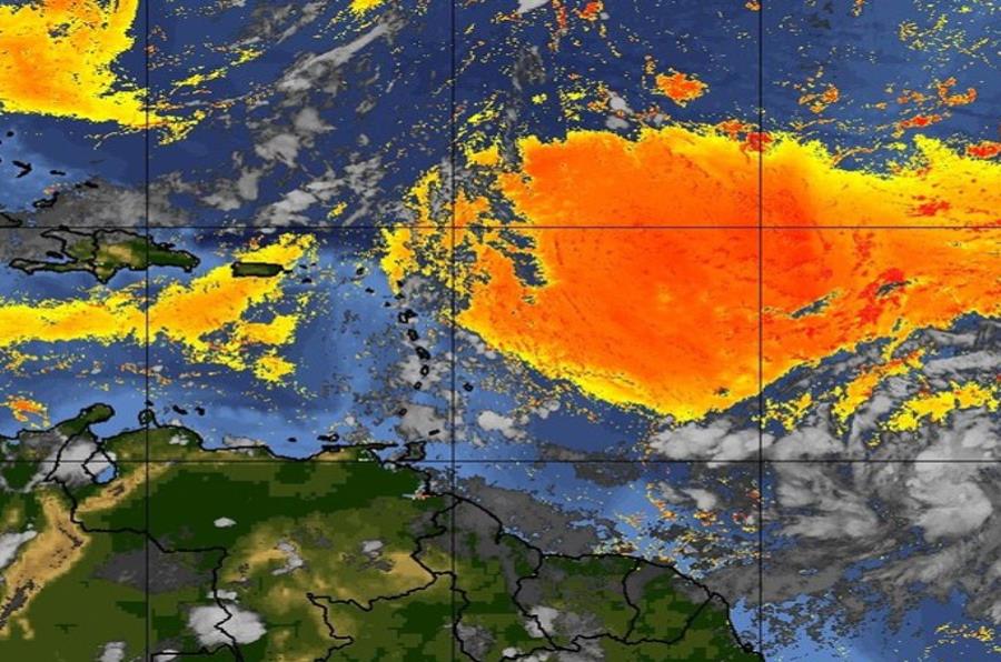 Imagen que muestra la concentración de particulado de polvo del Sahara que está en la región. (Captura / tropic.ssec.wisc.edu) (semisquare-x3)