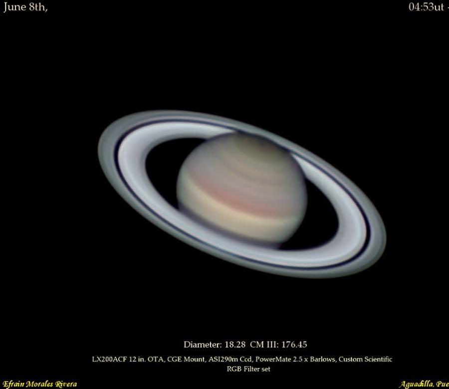 Imagen espectacular de Saturno captada desde Aguadilla. (Efraín Morales / Sociedad de Astronomía del Caribe) (semisquare-x3)