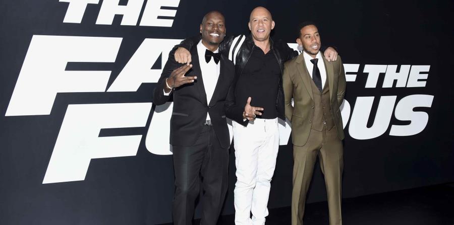 Tyrese Gibson, Vin Diesel y Ludacris, de izquierda a derecha, asisten al estreno mundial de