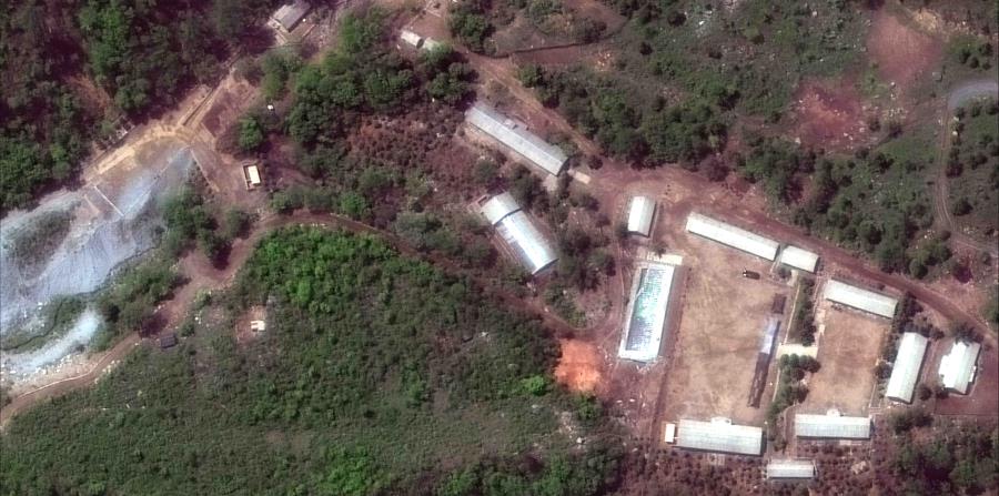 Imagen de satélite del centro de pruebas nucleares de Punggye-ri, en Corea del Norte. (AP) (horizontal-x3)