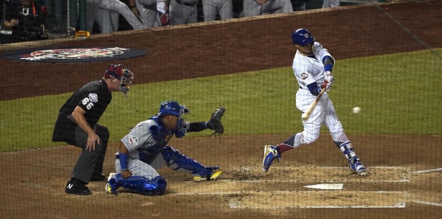 Javier Báez, de los Cachorros de Chicago, conectó el primer indiscutible de la Liga Nacional en el Juego de Estrellas. (Armando Gallardo / Especial para El Nuevo Día) (horizontal-x3)