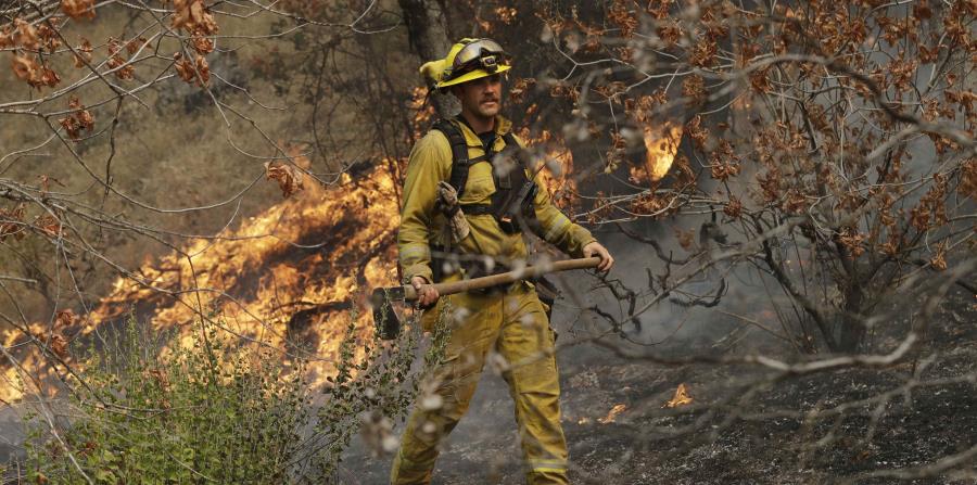 Un bombero trabaja para contener las llamas en la zona de Redding, en California (horizontal-x3)