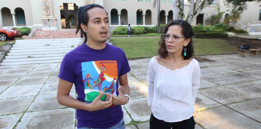 Desde la izquierda, Luis Torres y Loderay Bracero, portavoces del Movimiento Estudiantil del Recinto de Rio Piedras de la Universidad de Puerto Rico. (horizontal-x3)