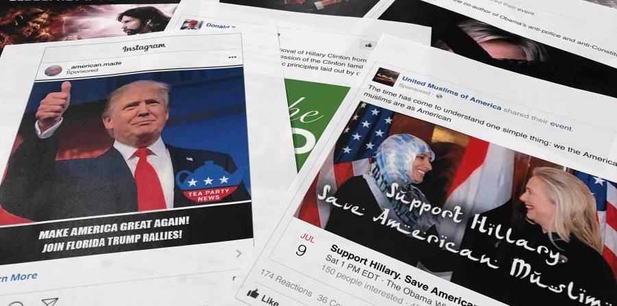 Algunos de los anuncios en Facebook vinculados con una campaña rusa para interferir con las elecciones de Estados Unidos de 2016 (horizontal-x3)