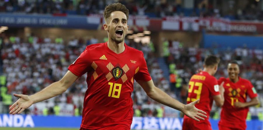 Adnan Januazi, de la selección de Bélgica, festeja luego de anotar ante Inglaterra en un encuentro del Mundial disputado el jueves 28 de junio de 2018 en Kaliningrado, Rusia (horizontal-x3)