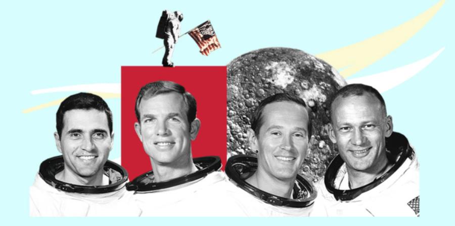 Ellos son los cuatro astronautas con vida que pisaron la Luna: Harrison Schmitt, David Scott, Charles Duke y Buzz Aldrin (horizontal-x3)