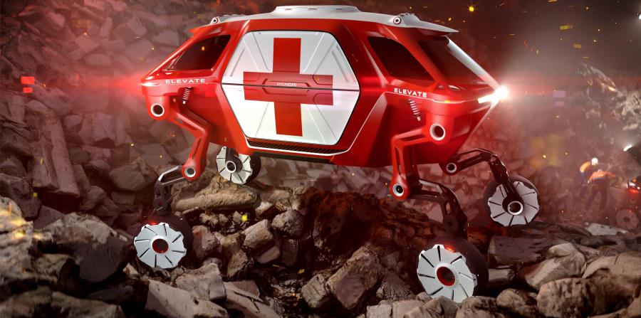 El concepto “Elevate” de Hyundai en acción tras un terremoto. (horizontal-x3)