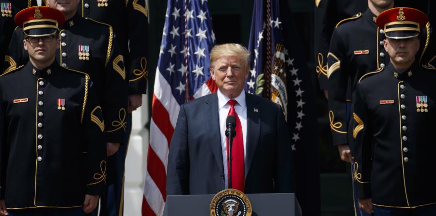El presidente estadounidense, Donald J. Trump, habla durante el evento