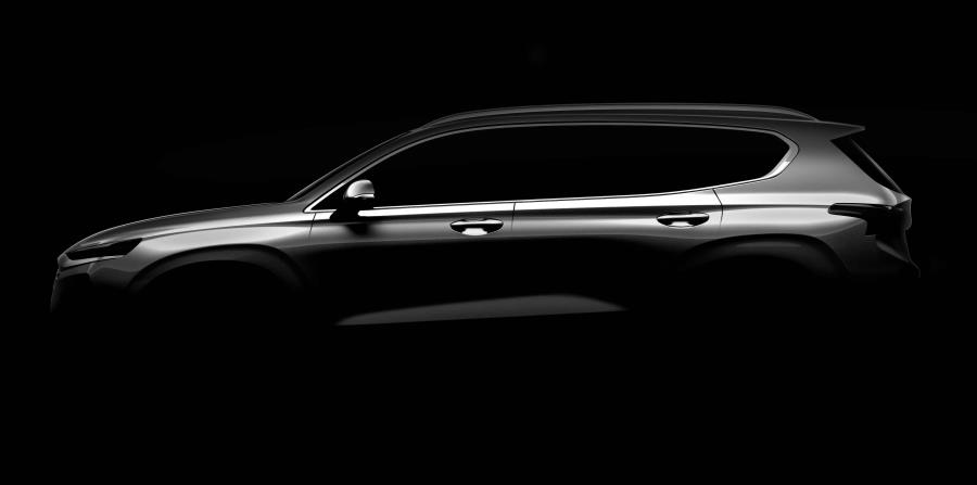 Silueta del nuevo Hyundai Santa Fe, que será mostrada al público a principios de marzo de 2018. (horizontal-x3)