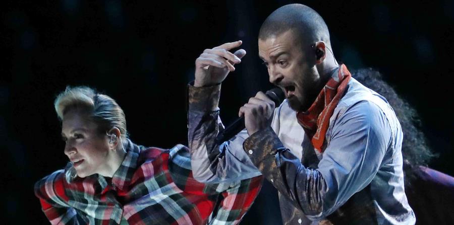 Justin durante su presentación del medio tiempo del Super Bowl. (AP / Matt York) (horizontal-x3)