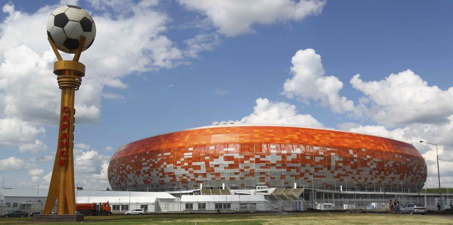 El nuevo estadio para la Copa Mundial, Mordovia Arena, en Saransk, Rusia. (AP) (horizontal-x3)