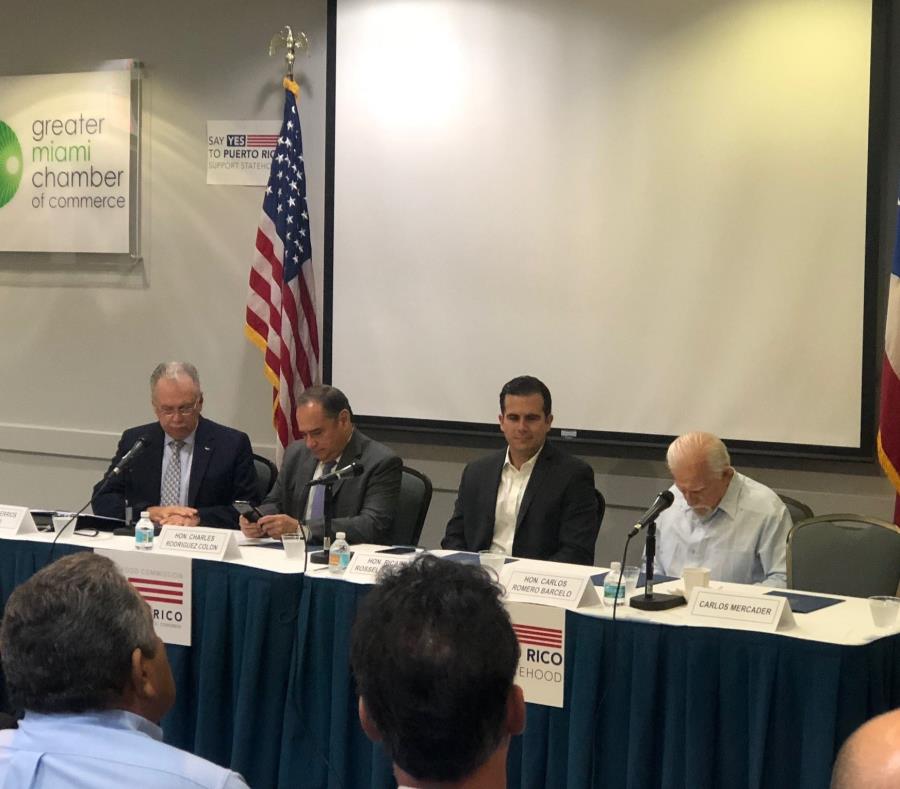 Desde la izquierda, Luis Berríos, Charlie Rodríguez, el gobernador Ricardo Rosselló y Carlos Romero. (José Javier Pérez) (semisquare-x3)