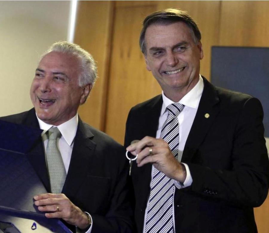 Michel Temer recibió en el Palacio del Planalto (casa de Gobierno de Brasil) al mandatario electo, Jair Bolsonaro (semisquare-x3)