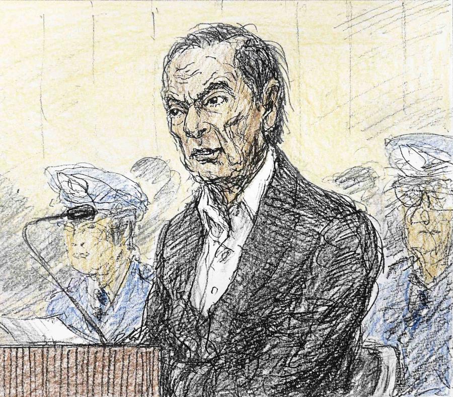 Un boceto judicial del expresidente de Nissan Carlos Ghosn. (semisquare-x3)