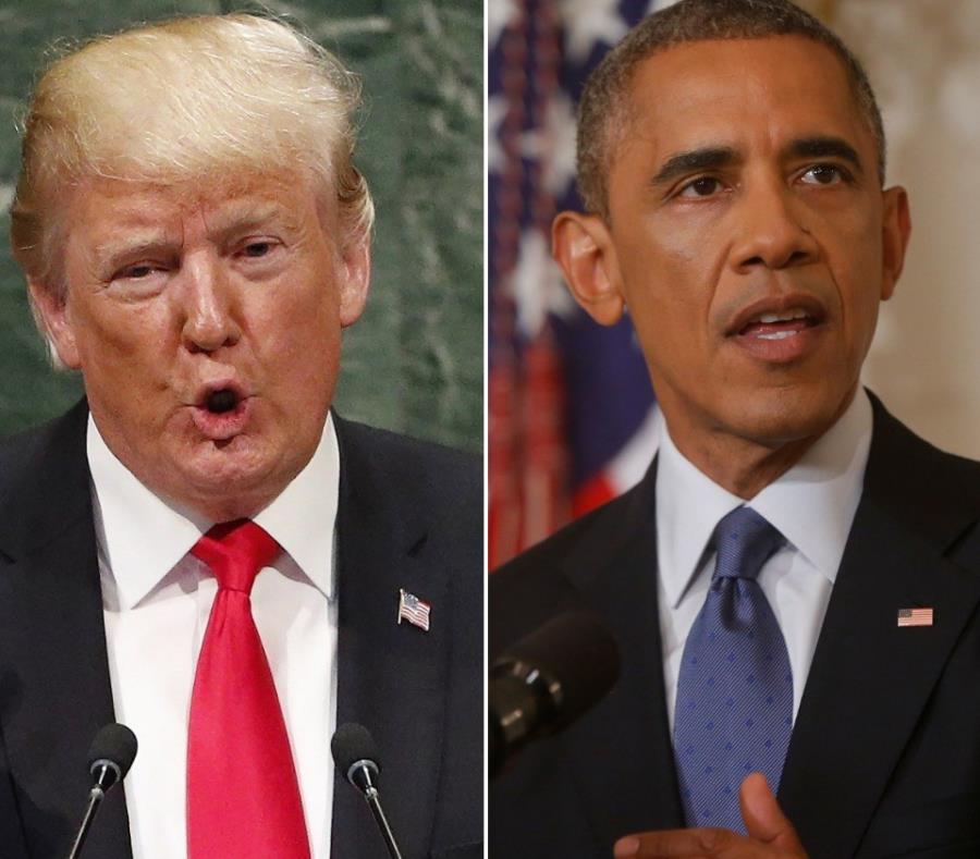 En la foto están Donald Trump, actual presidente de EE.UU., y su antecesor en Casa Blanca, Barack Obama. (semisquare-x3)