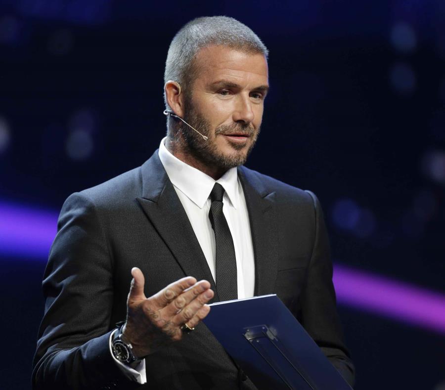 David Beckham durante el sorteo de la Liga de Campeones de la UEFA en Mónaco, el jueves 30 de agosto de 2018. (AP) (semisquare-x3)