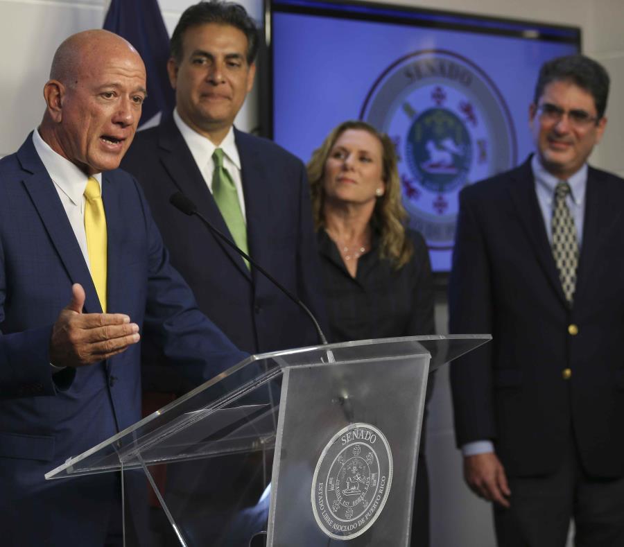 Larry Seilhamer, Eduardo Bhatia, Malu Blázquez Arsuaga directora ejecutiva de la Comisión asesora para un Puerto Rico resiliente; y Tomás Torres, director del Instituto de Combatividad y Sostenibilidad Económica. (semisquare-x3)