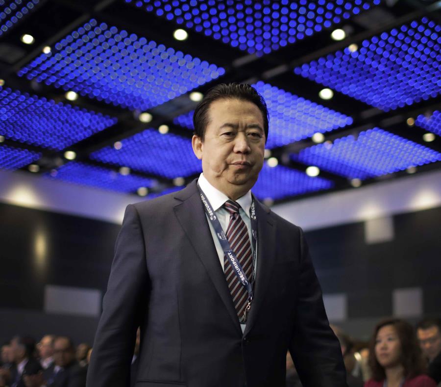 El presidente de Interpol, Meng Hongwei en el congreso Interpol World en Singapur. (semisquare-x3)
