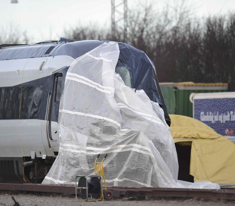 El tren involucrado en el accidente en Nyborg, Dinamarca, el 3 de enero del 2019. (AP) (semisquare-x3)