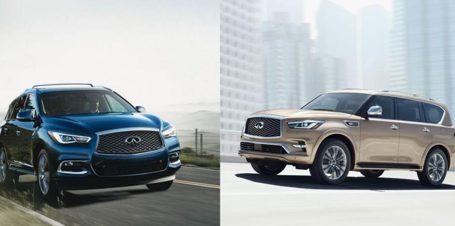 Los modelos Infiniti QX60, a la izquierda, y el Infiniti QX80, a la derecha, fueron galardonados por AutoPacific. (horizontal-x3)